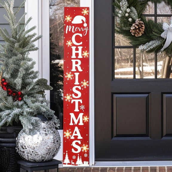 Perfnique Merry Christmas Sign, 47.3" Welcome Sign for Front Door, Wooden Farmhouse  Xmas Decoration