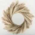 thumbnail image 1 of Perfnique Pampas Grass Wreath, 25'' Faux Pampas Wreath for Front Door, Artificial Pampas Wreath for All Seasons, Boho Wall Decor, Farmhouse Pampas Grass Garland, DIY Wreath Arrangement (Ivory&Taupe), 1 of 6