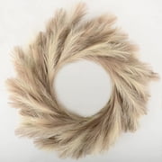 Perfnique Pampas Grass Wreath, 25 Faux Pampas Wreath for Front Door, Artificial Pampas Wreath for All Seasons, Boho Wall Decor, Farmhouse Pampas Grass Garland, DIY Wreath Arrangement Ivory&Taupe