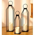 thumbnail image 1 of Perfnique Set of 3 Black Metal Lanterns w/ 6hr Timer Candles, Modern Farmhouse Lanterns Decorative for Outdoor Front Porch Patio Dining Table Decor, 1 of 8