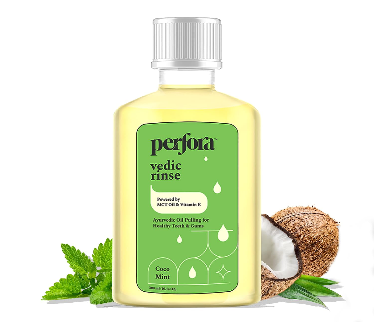 Perfora Oil Pulling for MSF2Teeth (10.16 Fl.Oz) with Coconut Oil, MCT & Peppermint Oil for Oral Health | Healthy Teeth & Gums | Ayurvedic Mouthwash | Alcohol Free Mouth Rinse | Coconut Mint