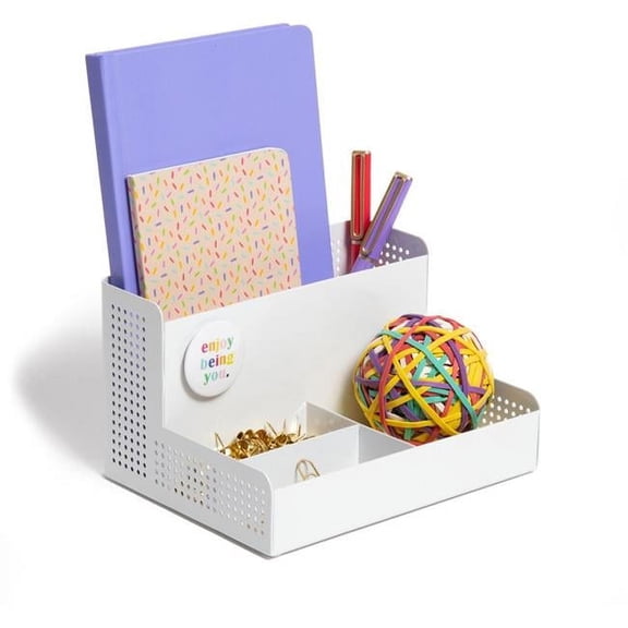 Perforated All-in-One Desktop Organizer, White