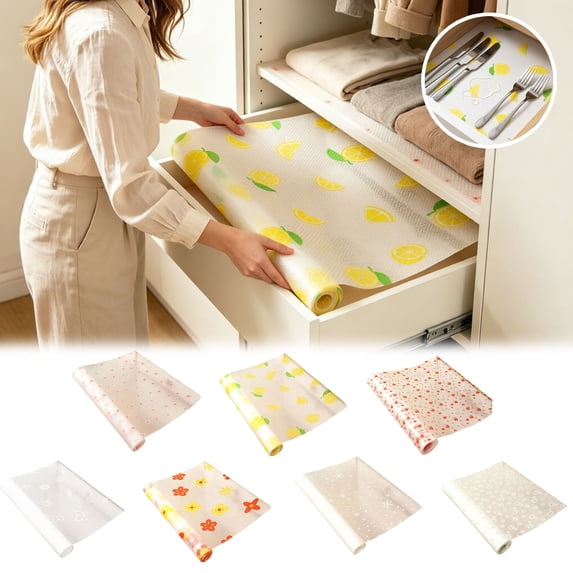 Perforated Drawer Liner Roll - Tearable Non- Mat for Kitchen Cabinets - Easy-Cut Grip Liner for Refrigerator Pantry & Shelves,11."x39.37"