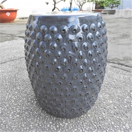 Perforated Drum Ceramic Garden Stool, Blue