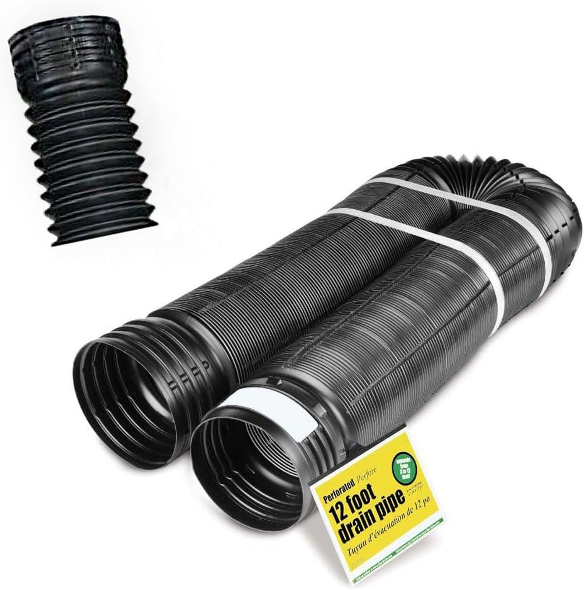 Perforated Expandable Flexible Landscape Drain Pipe, 4In. By 12Ft