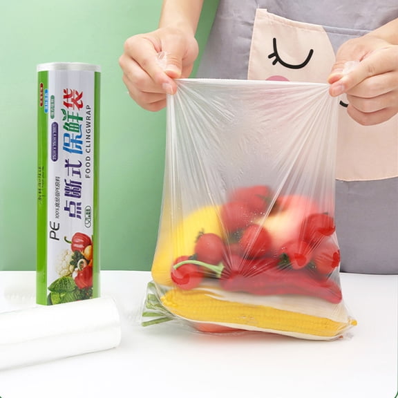 Perforated Food Storage Bags, Clear Produce Bags on a Roll, Easy Tear Refrigerator Bags for Freshness Keeping and Kitchen Organization, 300 Count