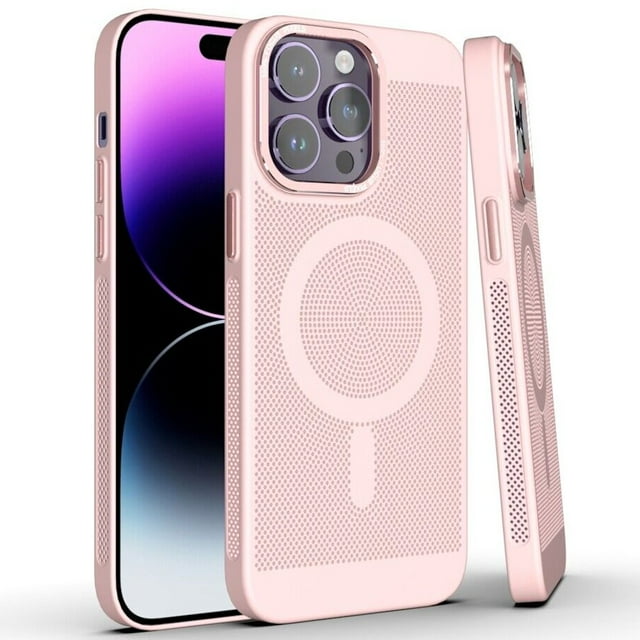 Perforated Heat Dissipation Case with MagSafe for iPhone 15 Pro Pink