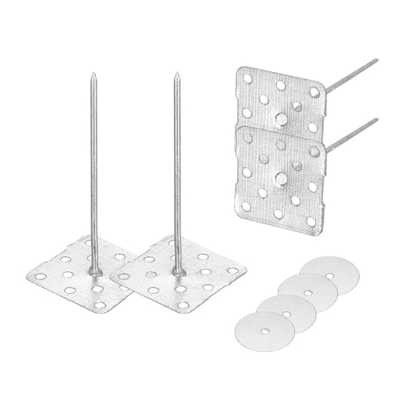 Perforated Insulation Pins 2.4 Inch, 50 Pcs 0.8 Inch Washers Insulation Stick Pins Aluminum Round Insulation Hangers for Foam Board Wall Floor Ceiling