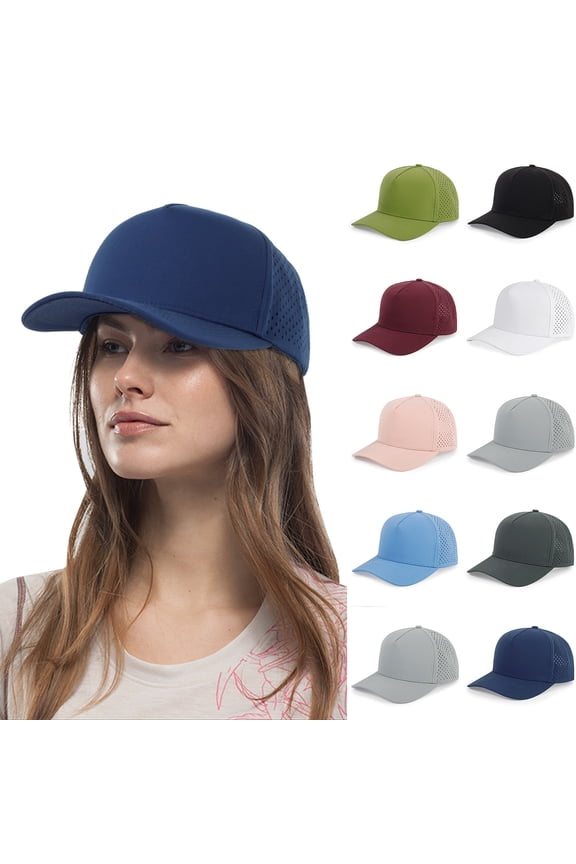 Perforated Laser Cut Mesh Cap with Quick Dry Waterproof Fabric and Adjustable Snapback Featuring Lightweight Athletic Design Green