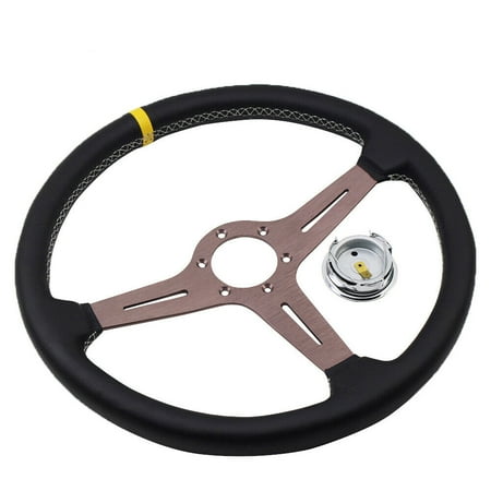 Perforated Leather Steering Wheel 15-inch Classic Titanium Chrome New