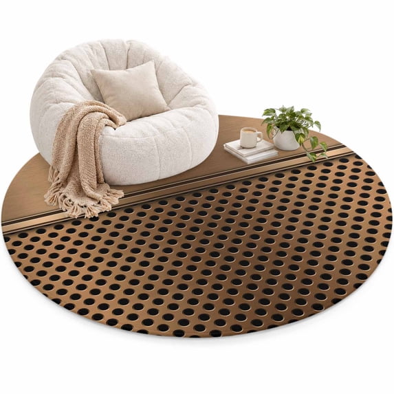Perforated Metal Area Rug 5', Modern Minimalist Industrial Gold Soft ...