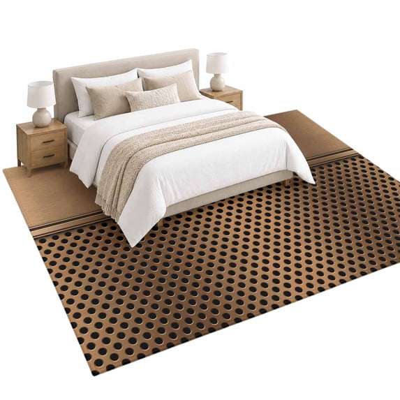 Perforated Metal Area Rug 5'x7', Modern Minimalist Industrial Gold Soft ...