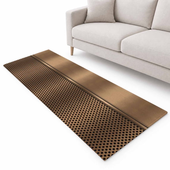 Perforated Metal Runner Rug 2'x6', Modern Minimalist Industrial Gold ...