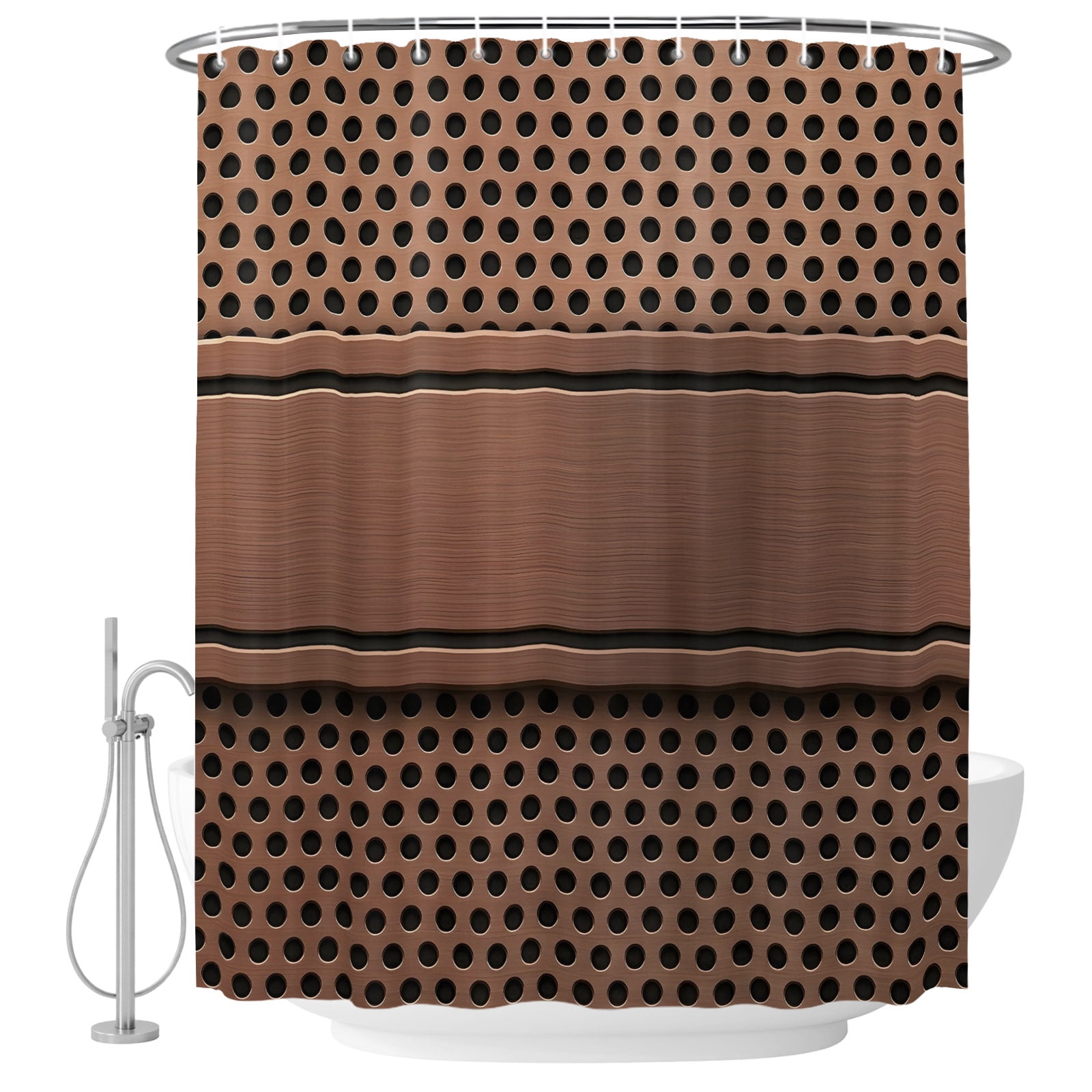 Perforated Metal Texture Shower Curtain for Bathroom, Industrial Brown ...