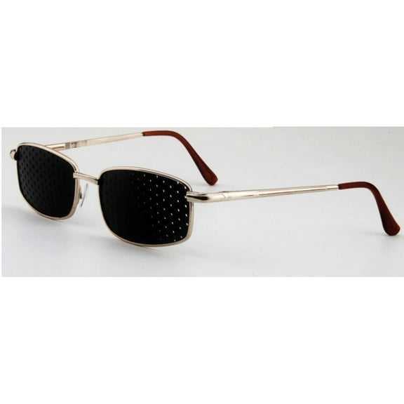Perforated Pinhole Metal Full Frame Glasses for Unisex with Black Lenses