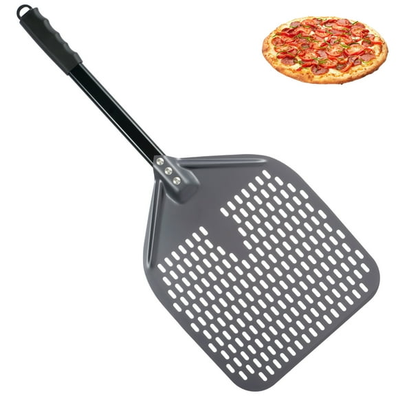 Perforated Pizza Peel 12 Inches Aluminum Pizza Paddle Nonstick Pizza Turning Peel with Anti-Scald Handle Heat Resistant Pizza Spatula Paddle for Oven Baking Homemade Pizza Bread