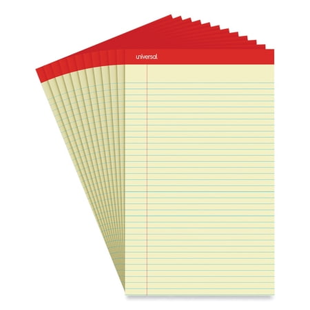 Universal M9-40000 8.5 in. x 14 in. Perforated Wide/Legal Ruled Writing Pads - Red Headband (1-Dozen)