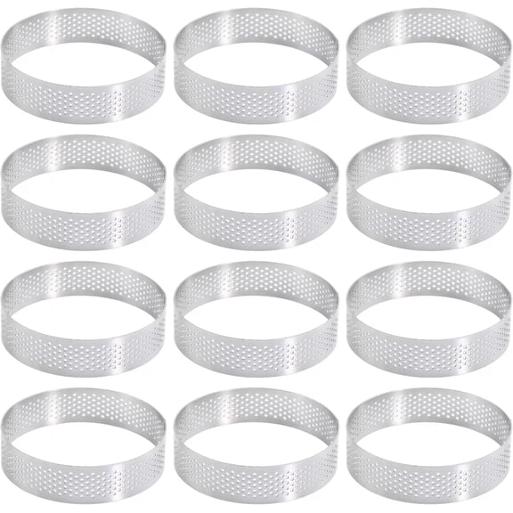 Perforated Tart Molds – 430 Stainless Steel Baking Rings, Round Cake Rings for Mousse, Fruit Pies & Lemon Tarts(RL 3.15 inch 12 PCS)