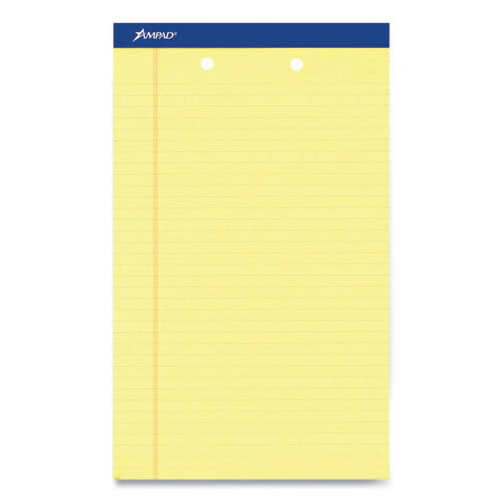 Perforated Writing Pads, Wide/Legal Rule, (50) Canary-Yellow 8.5 x 14 Sheets, Dozen | Bundle of 2