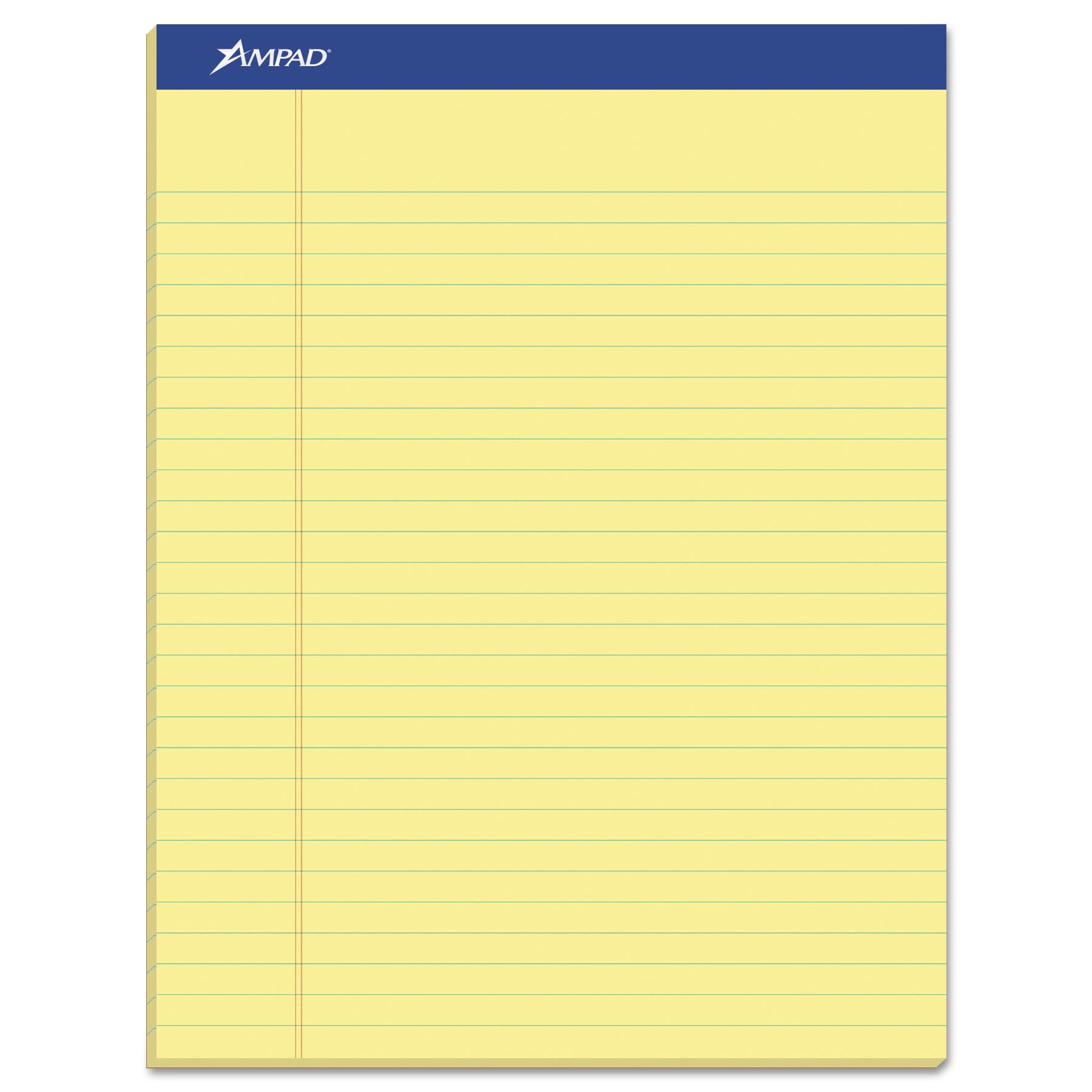 Ampad Perforated Writing Pad, 8 1/2 x 11 3/4, Canary, 50 Sheets, Dozen -TOP20220