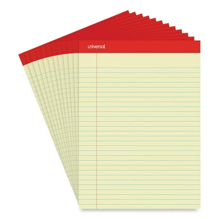 PERFORATED RULED WRITING PAD, LEGAL/MARGIN RULE, LETTER, CANARY (50-Sheet, 1-Dozen)