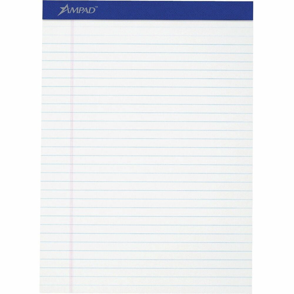 Ampad Perforated Writing Pad 8 1/2 x 11 3/4 White 50 Sheets Dozen. 20320
