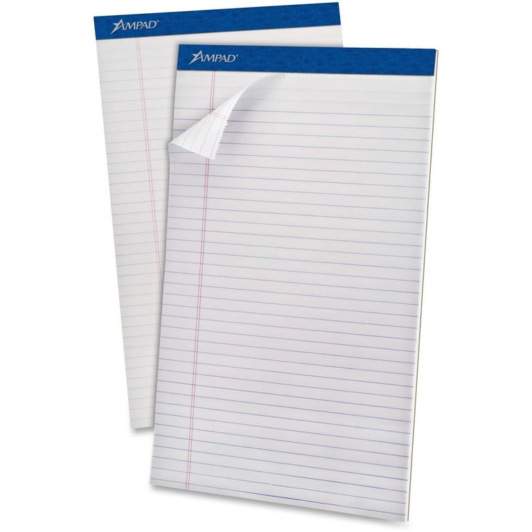 Perforated Writing Pads, Wide/Legal Rule, 50 White 8.5 x 14 Sheets, Dozen Perforated Writing Pads, Wide/Legal Rule, 50 White 8.5 x 14 Sheets, Dozen