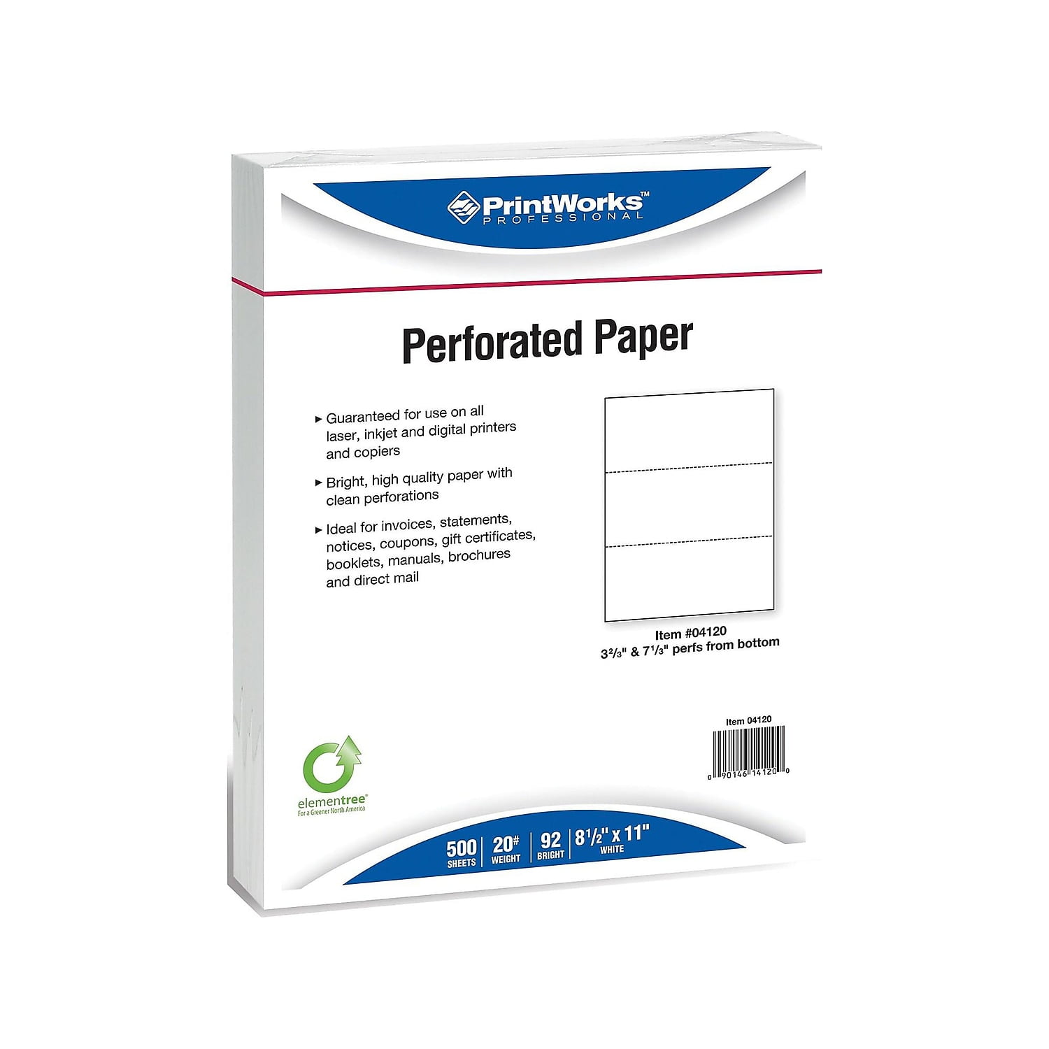 Perforated and Punched Paper, 20 lb Bond Weight, 8.5 x 11, White, 500/Ream, 5 Reams/Carton Perforated and Punched Paper, 20 lb Bond Weight, 8.5 x 11, White, 500/Ream, 5 Reams/Carton