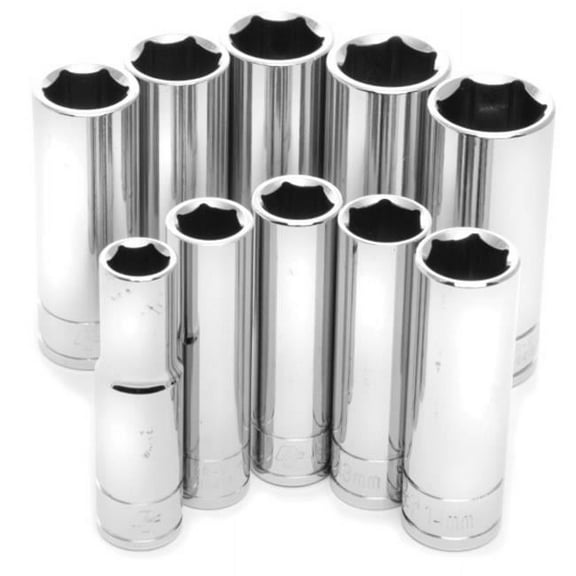 Perform Tool W38402 0.38 In. Drive 6 Ponit Met Deep Well Socket Set