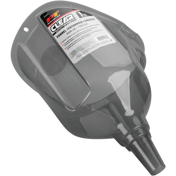 Performance Tool W4051 Clear View Easy-Fill Funnel - 1 Gallon, Transparent, Splash-Resistant Guard, Mesh Filter