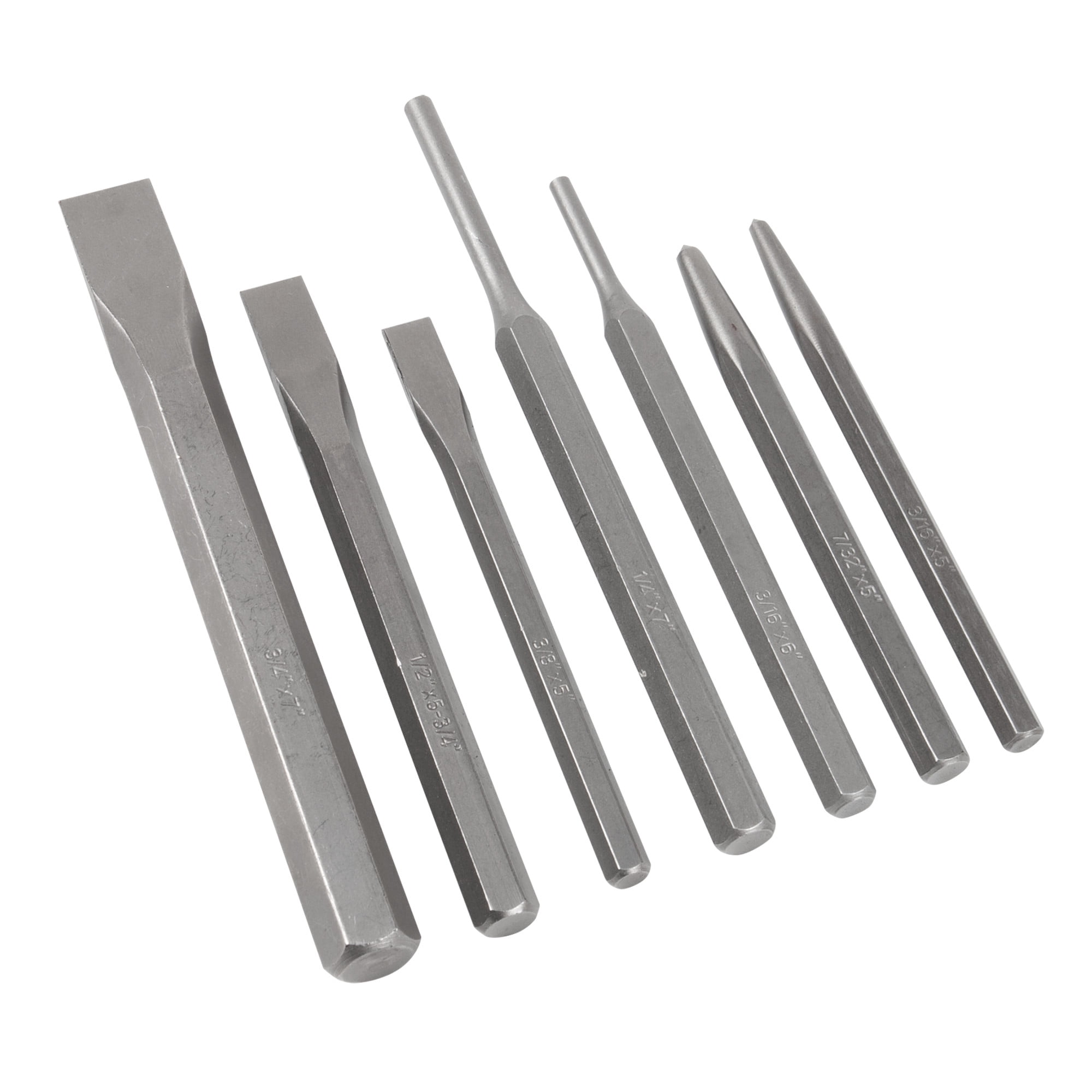 Performance Tool, Punch and Chisel Set, 7 Piece, High Carbon Steel ...