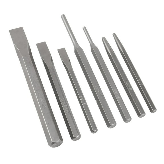 Performance Tool W760 7-Piece Punch & Chisel Set, High Carbon Steel, Ideal for Metalwork