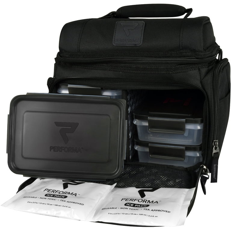Performa Meal Prep and Fitness Bag Black Includes six pack