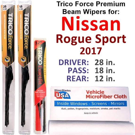 2017 Nissan Rogue Sport Performance Beam Wipers (Set of 3) w/Rear Wiper