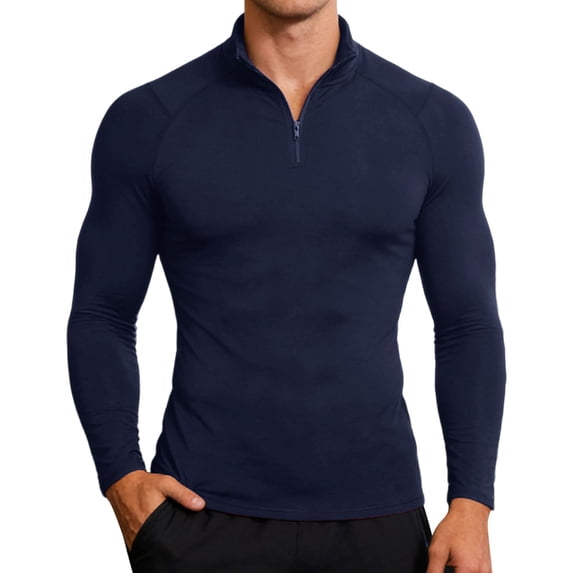 Performance Compression Long Sleeve Shirt High Elasticity Workout Running Training Athletic Fitness Top Easy To Care For Fabric Navy L