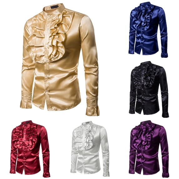 Performance Design Men's Standing Casual Fashion Long Sleeve Shirt Brown S