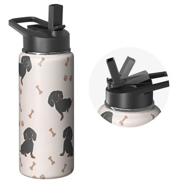 Performance Dog Water Bottle 18oz Dog Themed Stainless Steel Wide Mouth Handle Lid Insulated Leak Proof
