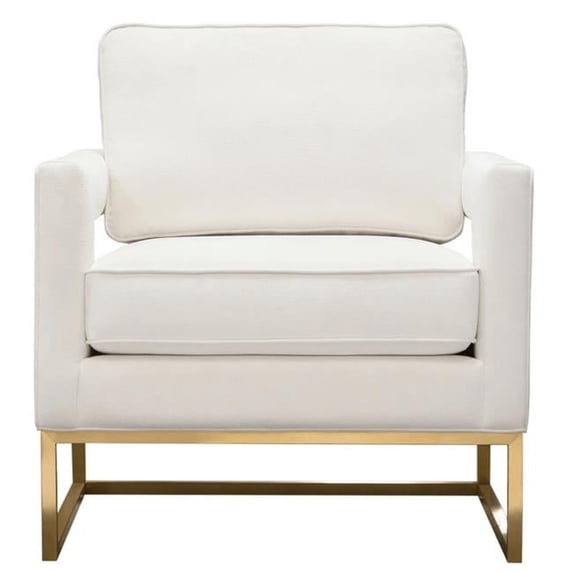Performance Fabric Lake Accent Chair with Brushed Gold Metal Base, White