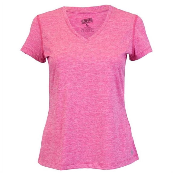Performance Fit V-Neck Tee Shirt for Junior, Fuchsia Purple Heather - Extra Small