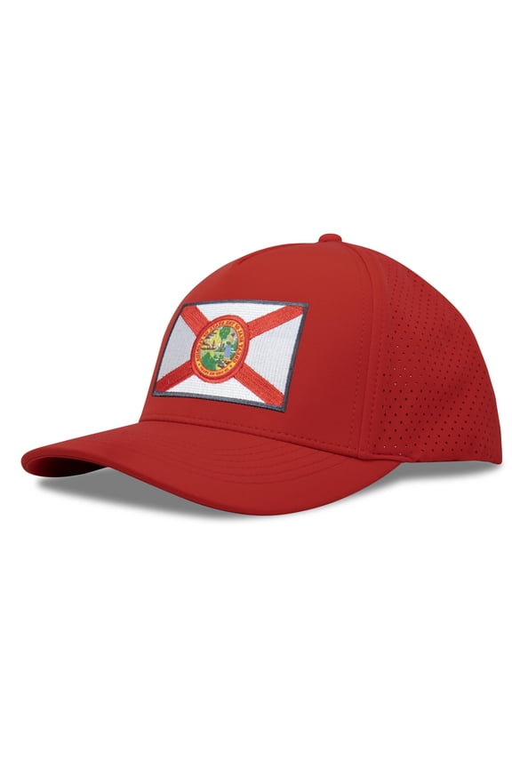 Performance Golf Hat – Adjustable Snapback Trucker Baseball Cap for Men & Women - Jetset Series (Florida, Red Rosso)
