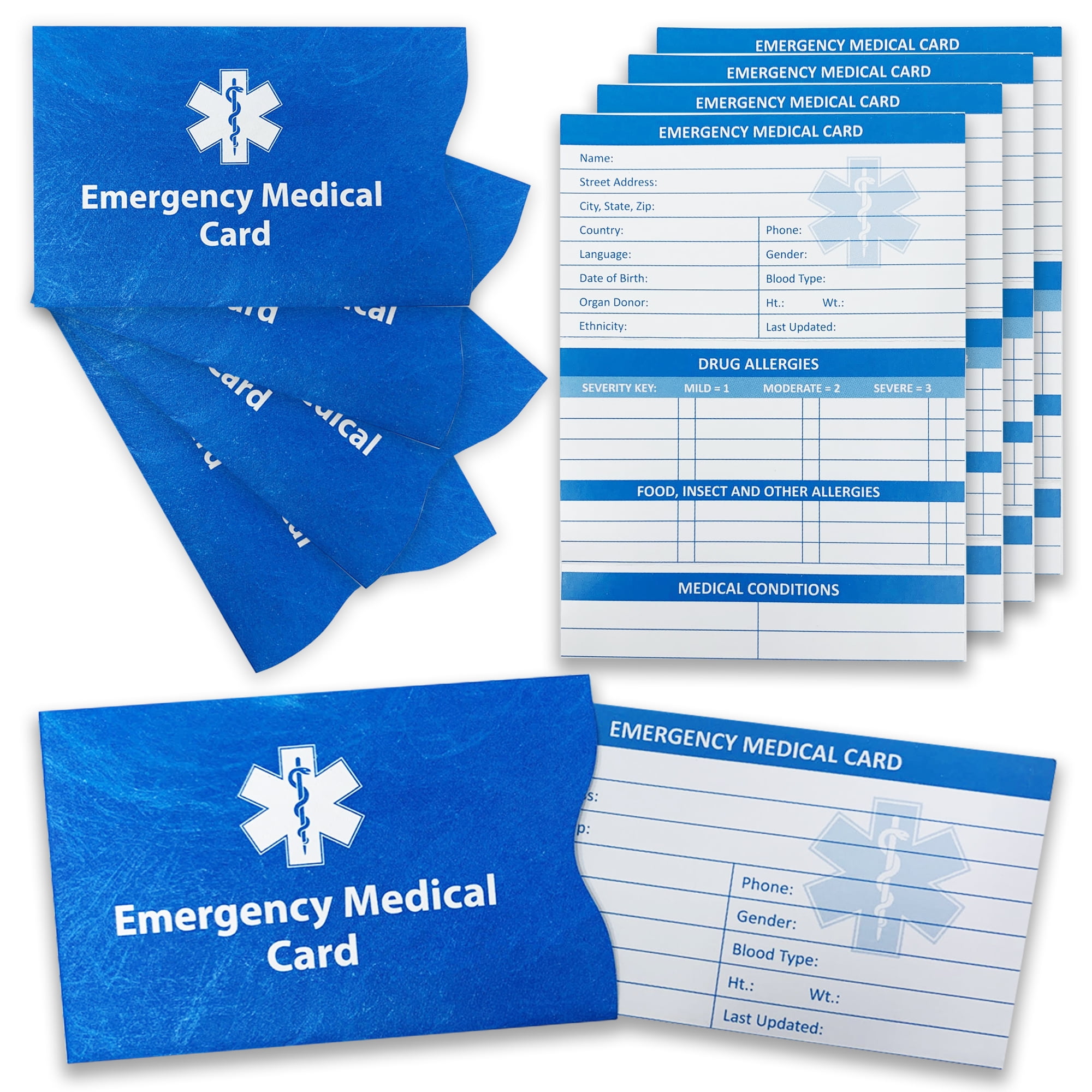 Performance IDs Emergency Medical Wallet Cards (4 Pack), TriFold