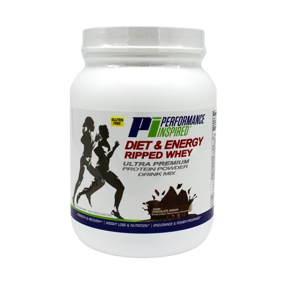 Performance Inspired Nutrition - Diet & Energy Ripped Whey Protein - 25g Protein -L-Carnitine - Dark Chocolate – 2.25 LBS