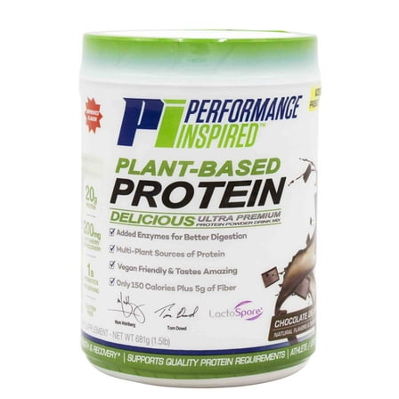 Performance Inspired Nutrition - Plant Protein Powder - Vegan - 20G - 1B Probiotics - Digestive Enzymes - G Free - Chocolate Delight - 1.5 lbs