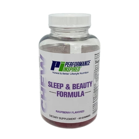 Performance Inspired Nutrition - Sleep & Beauty Formula Gummy - 5 MG of Melatonin Raspberry Flavored - 60 Count