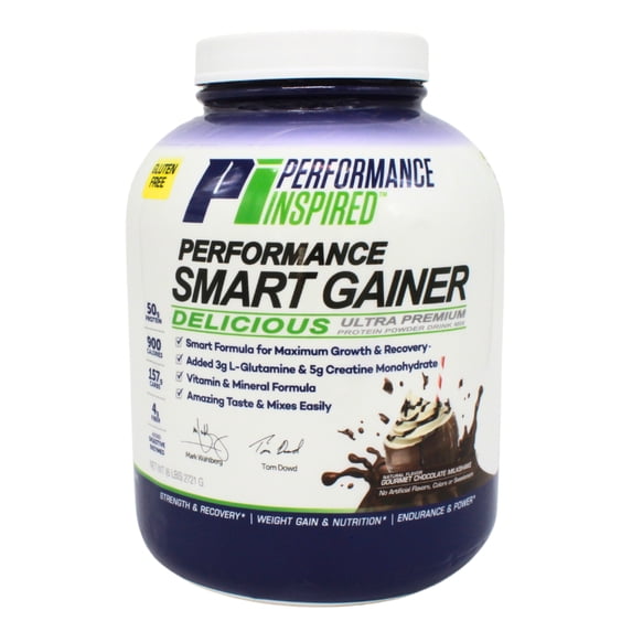 Performance Inspired Nutrition - Smart Mass Gainer Powder - Recover & Rebuild Muscles - L-Glutamine – 50G Protein - Creatine - Digestive Enzymes - Chocolate Milkshake - 6 lbs
