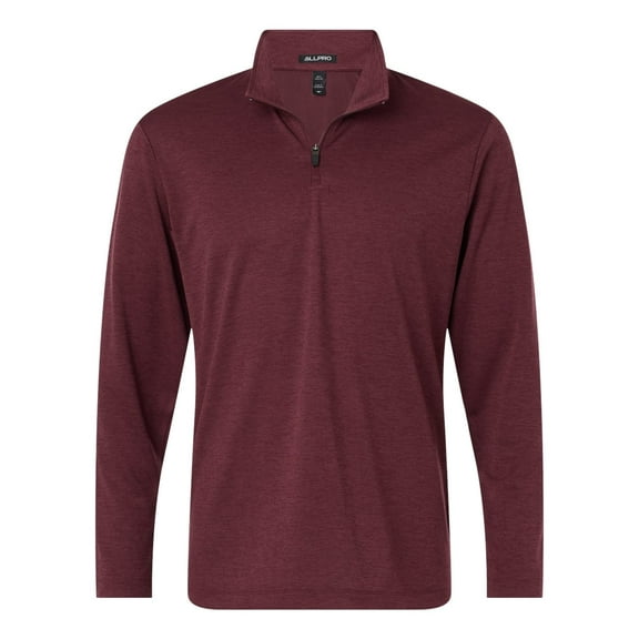 AllPro 4HM700 Performance Mélange Quarter-Zip Pullover-Maroon Melange-XS