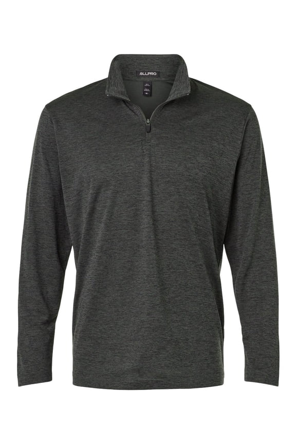 4HM700 Performance Mélange Quarter-Zip Pullover-Black Melange-XS