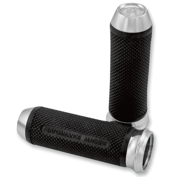 Performance Machine Elite Chrome/Black Cable-Style Handlebar Grips (0063-2027CH)