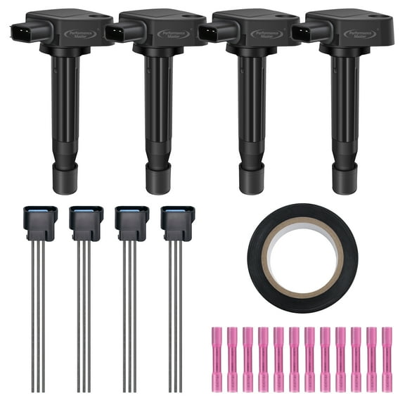Performance Master Set of 4 Ignition Coils & Pigtail Connector Wiring Harness Kit Compatible with Honda Accord Odyssey Acura Saturn 3.0L 3.2L 3.5L V6 C1221 UF242 90919-02247