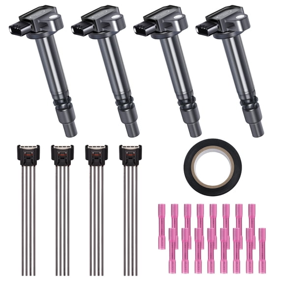 Performance Master Set of 4 Toyata Wiring Harness Kit and Ignition Coils Pack Compatible with 2000-2004 Tacoma 2.4L 2.7L Replacement for UF323 C1305 90919-0223